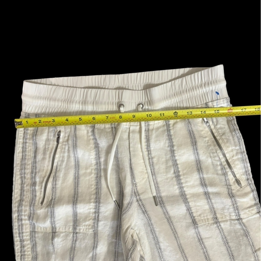 Athleta Stripe Bali 100% Linen Pants Women's Blue White Pinstripes wide … - Picture 12 of 12
